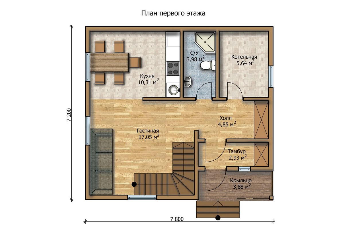 Проект дома из бруса с котельной